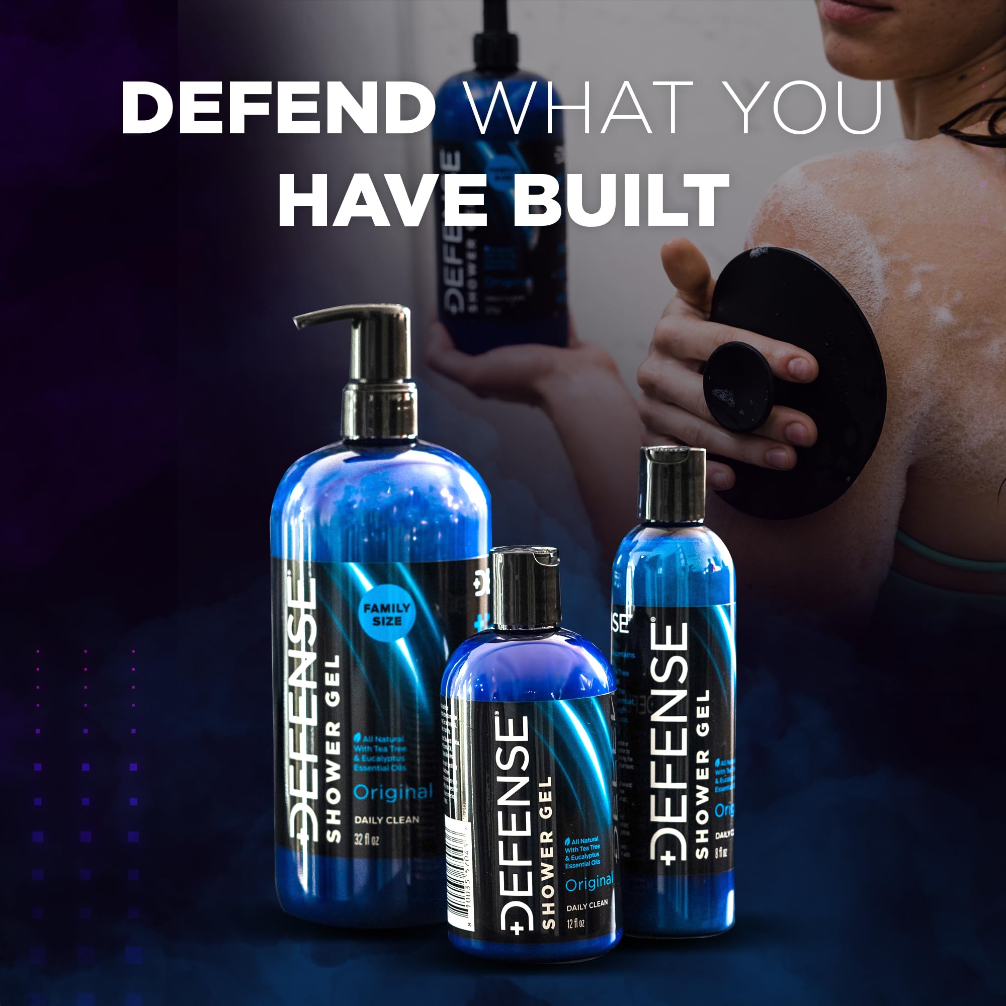 Defense Soap Organic Body Wash - All Natural Shower Gel with Eucalyptus, Aloe Vera. Wrestling Inspired, For All Skin Types. 32 oz